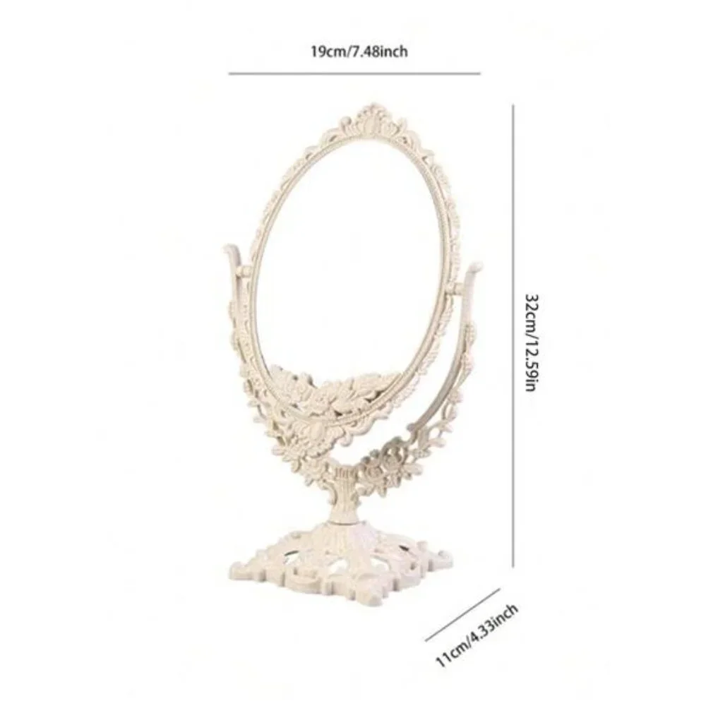 European-style Vintage Double-sided Makeup Mirror, Decor for Bedroom Bathroom